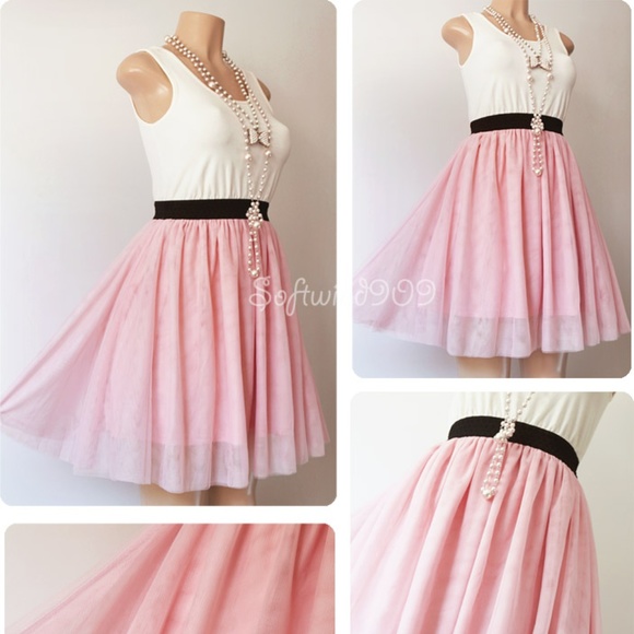 Last☝️ Pink Tutu Tulle Mesh Ballerina Casual Dress - Picture 4 of 8